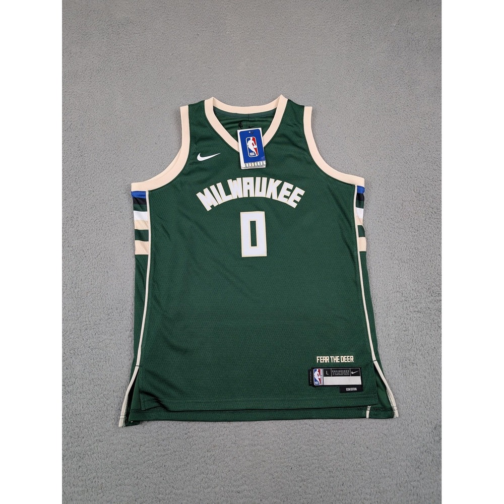 Milwaukee Bucks Jersey Youth Large Green NBA Basketball Damian Lillard Nike